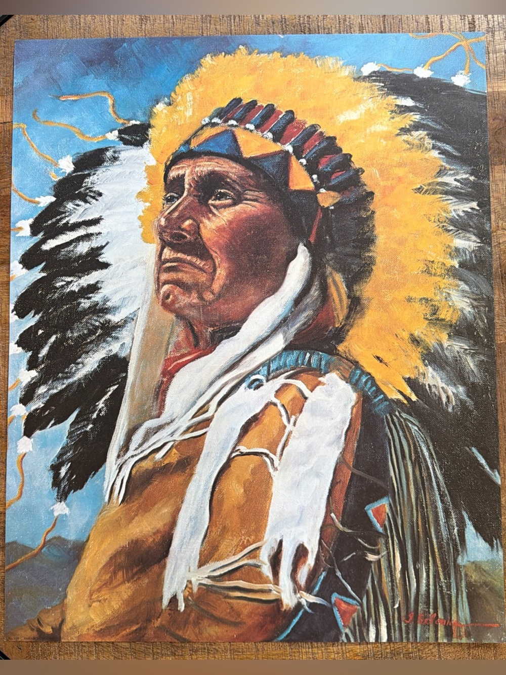 Vintage Print YAKIMA INDIAN CHIEF #159 1940's Lithograph 16" X 20" NICE BRIGHT